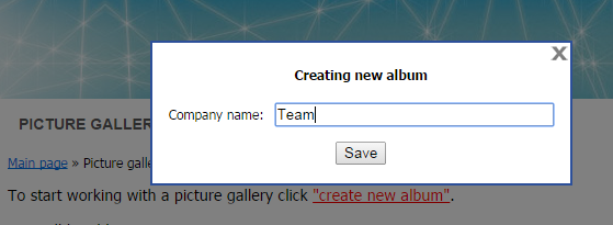 Input the album name and click on ''Save''