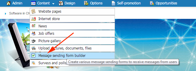Message sending form builder