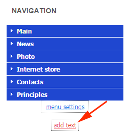 Click on the link ' Add text ' ' sub-menu