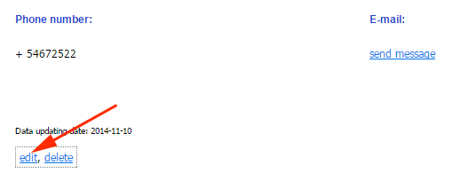 Edit text for contact details
