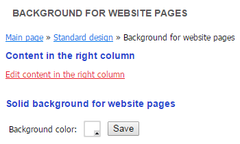 Editing content in the right column