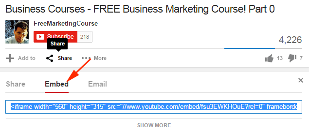 Click on the tab ''Post'', then on the tab below ''HTML-code''
